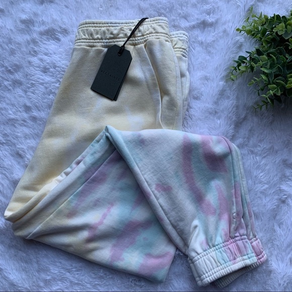 All Saints | NWT Size 10 Pippa Yellow & Lilac Tie Dye Joggers orig $155 - Picture 5 of 16